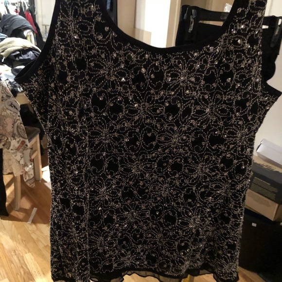 Studio 1940 X-Large black & Silver stretch lace camisole with bling detail - Picture 8 of 12